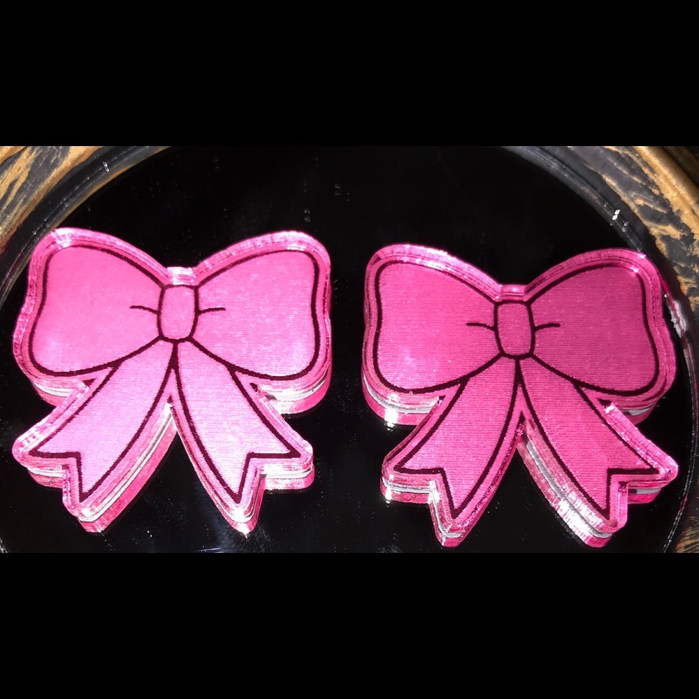 Trendy Mirror Pink Plated Bow Earrings